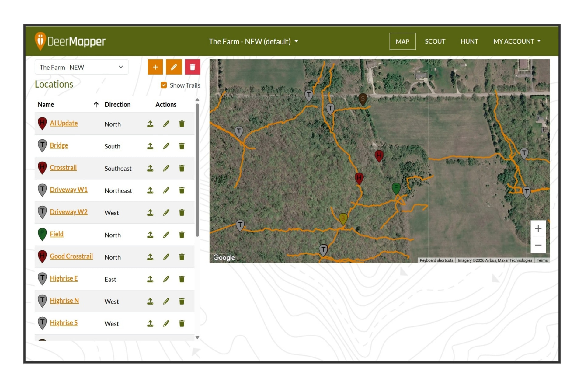DeerMapper Map web dashboard screen 7: The web dashboard mirrors your phone, review and manage every location from your desk.